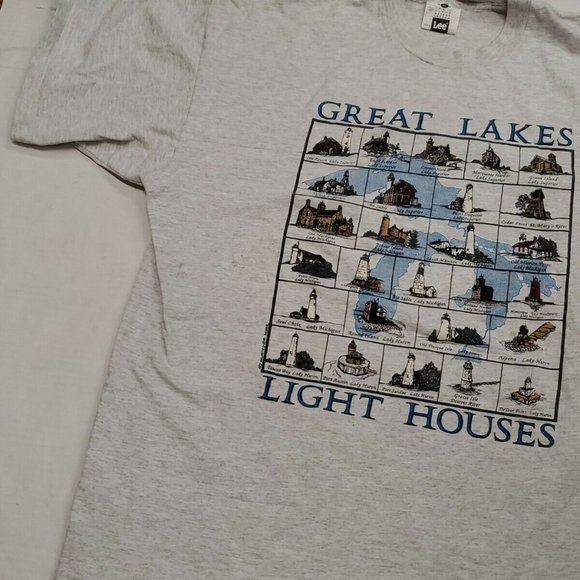 Great Lakes Light Houses Lee Graphic T-Shirt XXL - Picture 9 of 10